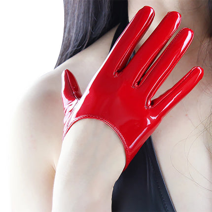 DooWay Women's Patent Leather Gloves Sexy Shine Red Wet Look Latex Faux PU Wedding Role Play Costume Cosplay Evening Party Glove