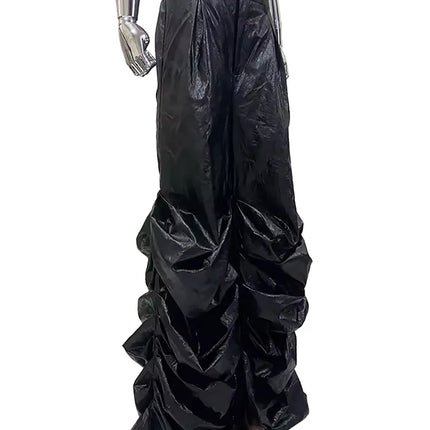 Nerazzurri Autumn Extra Long Soft Flowy Baggy Pu Leather Wide Leg Stacked  Pants for Men Luxury Designer Punk Style Streetwear