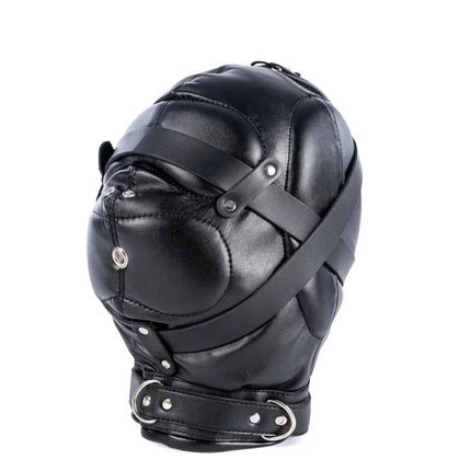 Fetish Full Head Hood Couple Adult Cosplay Games PU Leather Sexy Mask Hood Halloween Party Bondage Face Cover Role Play Costumes