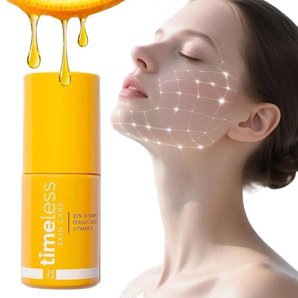 Timeless 20% Vitamin C Serum Ferulic Acid Vitamin E Antioxidant Brightening Hydrating Firming Reduce Fine Lines Face Essence