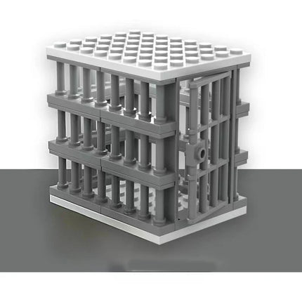 Classic Jail Building Model - Police vs Thief Brick Set for Collection and Display