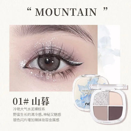 NOVO Four-color Eyeshadow, Matte, Pearlescent, High-gloss, Sweat-proof, Water-resistant, Ins, High-end And Affordable