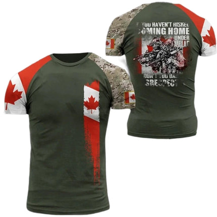 Canada Flag T Shirt Men Maple Emblem Camouflage Tops Pop 3D Jungle Camo Print Proud of Canadian T-shirt Beige Field Short Sleeve