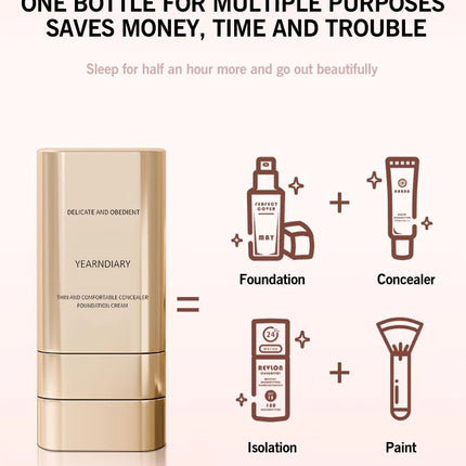 2-in-1 Concealer Foundation Stick - Long-Lasting Full Coverage, Lightweight & Moisturizing, Dual-Ended for Easy Application
