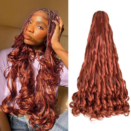 French Curl Braids Hair 22“Loose Wave Bouncy Synthetic Spiral Curls Braiding Hair Extensions Ombre Pre Stretched Hair For Women