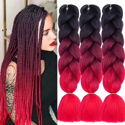 Synthetic African Braided Ombre Braiding Hair Braid Hair Extensions 3Pcs Pre Stretched High Temperature Crochet Braiding Hair