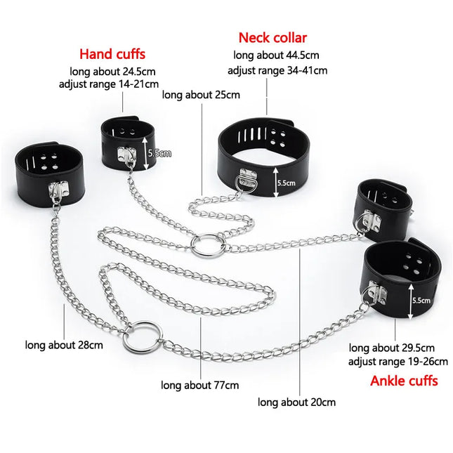 Sex Games for Adults Tools Leather Neck Collar Handcuffs Ankle Cuffs Erotic BDSM Bondage Restraints Sex Toys For Couples