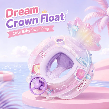 1PC Inflatable Swim Seat Pool Float with Steering Wheel, Cartoon Swimming Ring Water Float Seat for Summer Beach Pool Party