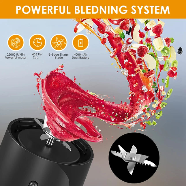 Portable Electric Juice Blender USB Rechargeable Fruit Juicer Mixer for Shakes Smoothies 450ML Household Outdoor Juicing Cup