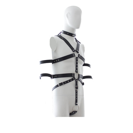 Thierry  Male PU Leather Harness Bondage Restraints Chest Strap Body Harness Strap On Dildo Fetish Adult Sex Games for Couple