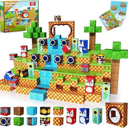 Magnetic Building Blocks Mine World Magnet Cube Set STEM Montessori Sensory Toy for Kids Boys Girls Ages 3+ DIY Model Children