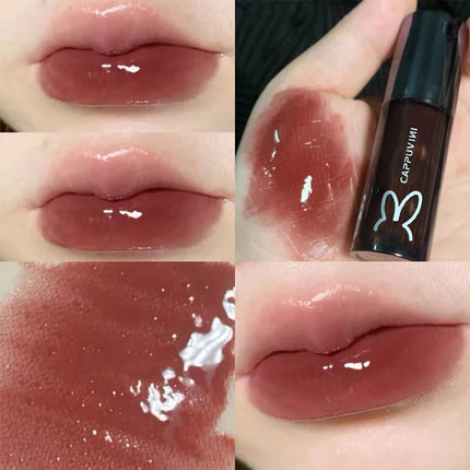 Cappuvini Water Glazed Mirror Lip Gloss Makeup Long Lasting Color Liquid Lipstick Crystal Jelly Moisturizing Lip Glaze Cosmetics