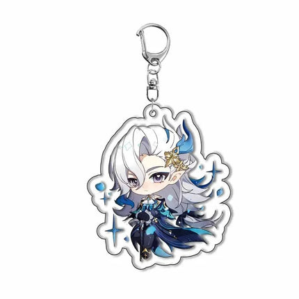Genshin Impact Sigewinne Arlecchino Charlotte Keychain Anime Game Backpack Pendant Acrylic Accessories