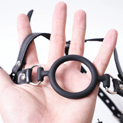 PU Leather Head Harness Mouth Mask Breathe Ball Bondage Restraint Mouth Gag Mask Cosplay Sex Toys For Couple Sex Product