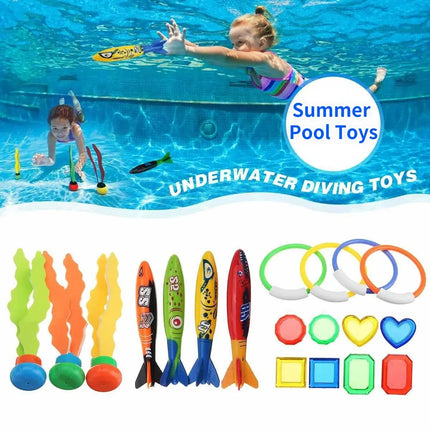 Summer Kids Diving Swimming Pool Throwing Toys Shark Fish Rocket Pool Toy Water Fun Pool Games Swim Summer Water Toys for Kids