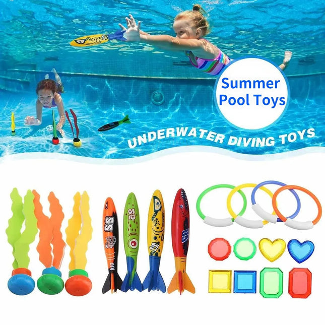 Summer Kids Diving Swimming Pool Throwing Toys Shark Fish Rocket Pool Toy Water Fun Pool Games Swim Summer Water Toys for Kids