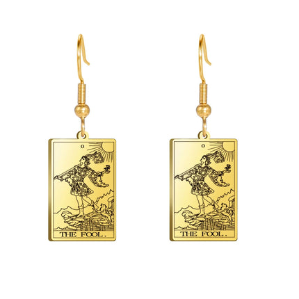Classic Tarot Cards Stainless Steel Drop Earring for Women Sun Moon Star Lovers Divination Tarot Jewelry Birthday Gift