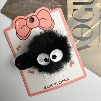 1/2pc Kids Plush Funny Hair Clips Cute Cartoon Princess Girl Sided Clips Barrettes Black Duck Tongue Clips Kids Hair Accessories