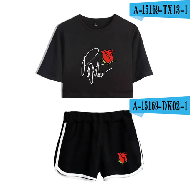 Youthful Payton Moormeier T-shirts shorts Pants Dew navel Sport Girls Short Sleeve Suits Sexy Girls Summer Two Pieces sets