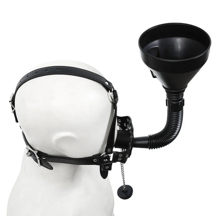 Urinal Funnel Oral Enema Drool Mouth Plug Open Gag Mask Penalty SM Slave Flirting Fetish Adults Erotic Games PU Leather Bondage