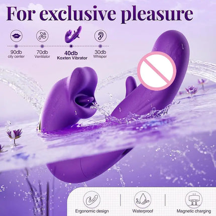 Clitoral Vibrator Licking Sucking Telescopic Rotating Vibrators Silicone Dildo G-Spot Tongue Licking Flapping Sex Toys for Woman