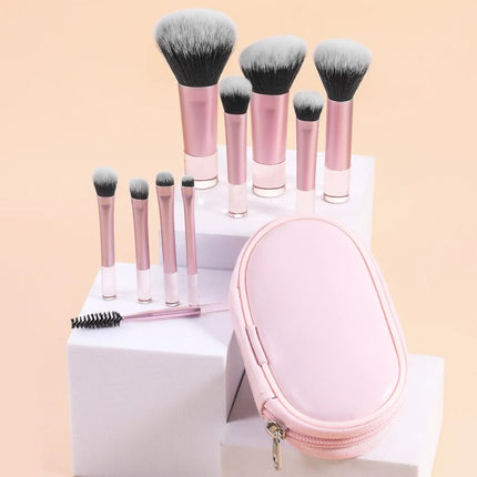 10pcs Mini Makeup Brush Set Powder Eyeshadow Foundation Blush Blender Concealer Beauty Makeup Tools Brush Professional Supplies