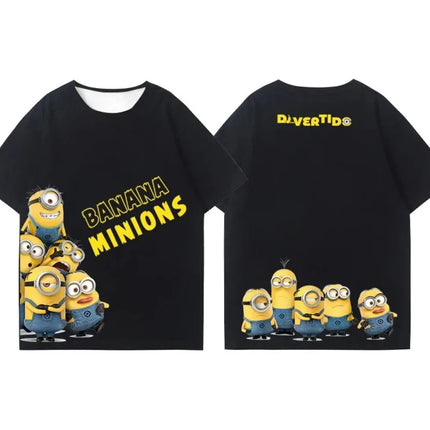 Boys and Girls' Short-Sleeved Double-Sided Printed Cute Little Yellow Printed Children's T-shirt Suitable for Summer