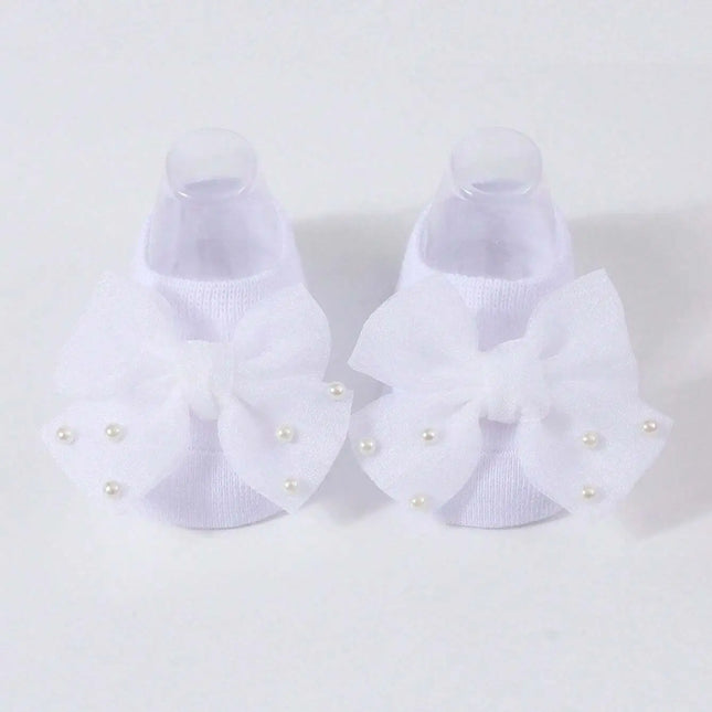 Soft Baby ulle Bow with Pearl Embellishments Socks  Ideal for Birthday & Photoshoot baby socks