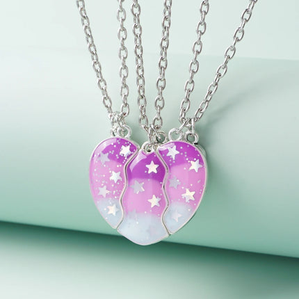 3 Pcs/Set Magnetism Best Friends Pendant Necklace for Women Best Friends Forever Broken Heart Clavicle Chain Accessories Gift
