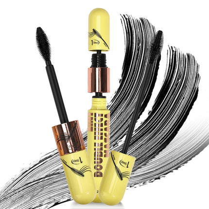 Double In-one Mascara Silk Fiber Mascara Waterproof Mascara for Eyelash Extension Black Thick Lengthening Eye Lashes Cosmetics