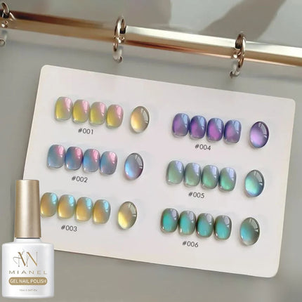 MIANEL 10ML Northern Colorful Blue Light Glass Beads Cat Eye Gel Nail Polish Flashing Versatile Winter Blue Nails