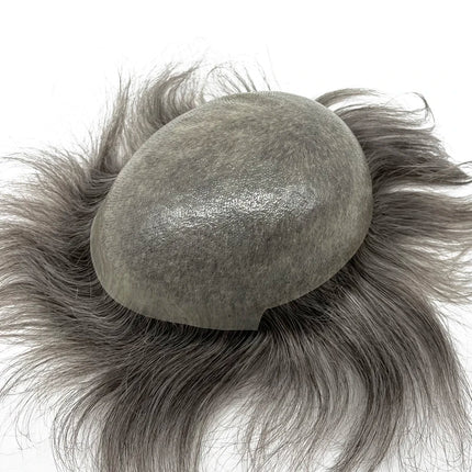 Wholesale 120% Density Thin Skin Base Human Hair Toupee for Men 100% Remi Hair PU Hairpiece Natural Look Hair Extension