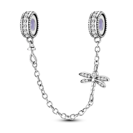 Sparkling Clear Silver Safety Chain 925 Sterling Silver Safety Chain Charm Beads Fit Original Bangle Bracelet DIY Jewelry