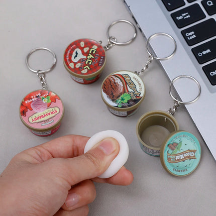Funny Japanese Miniature Keychain Ice Cream Cone Slow Rebound Pinch Pendant Creative Food Play Flavors Pudding Key Ring Chain
