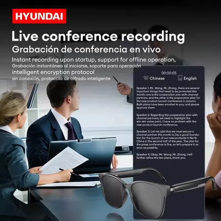 HYUNDAI HY-C8 Smart Glasses Bluetooth 5.4 Sunglasses Headset Built-in Mic, Outdoor Sport, AI translation, iOS/Android Compatible