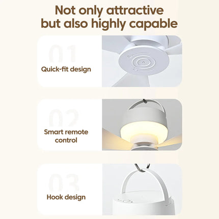 Portable With Remote Controlled Small Ceiling Fan Light Household Outdoor Camping Tent Student Dormitory Bed USBRechargeable Fan