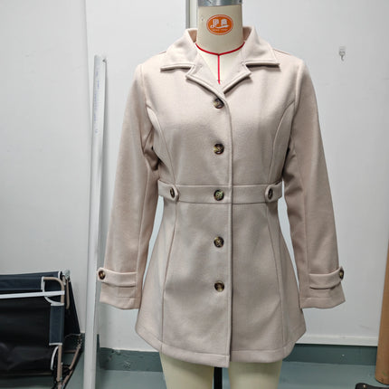Autumn/Winter New Cross-Border Women's Fashion Flattering Loose-Fit Notched Lapel Single-Row Multi-Button Mid-Length Wool Blazer