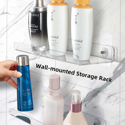 Self Adhesive Storage Shelf Wall-mounted Storage Rack Removable Bathroom Shower Organizer Kitchen Wardrobe Bathroom Accessories