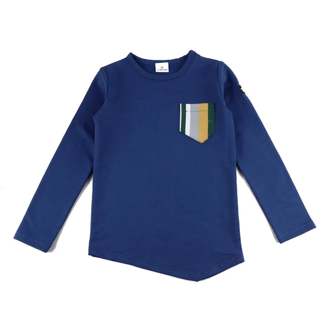 AA-boys and girl t-shirt asymmetrical bottom striped pocket set outfit family matching boy shirt clothes short and long sleeves