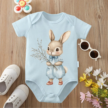 Retro Hello Spring Little Animals Pure Cotton Bodysuit Onesie Comfortable Cloths for Baby Jumpsuit for 0 To 12 Months Newborn