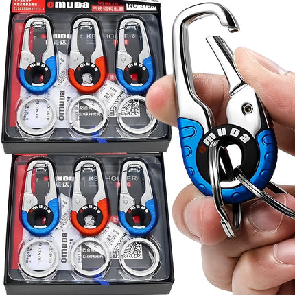 3pcs Keychain Men Stainless Steel Buckle Outdoor Carabiner Climbing Tool Double Ring Car Fishing Hook Key Ring Accessories