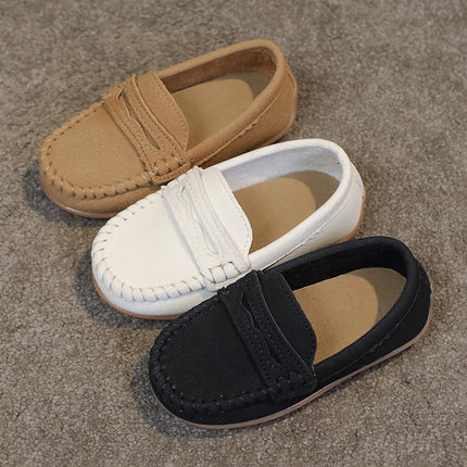 Boys Moccasins Shoes Fashion Solid Color Kids School Causal Shoes Breathable Non-slip Children Slip-on Flats Loafers Size 21-30