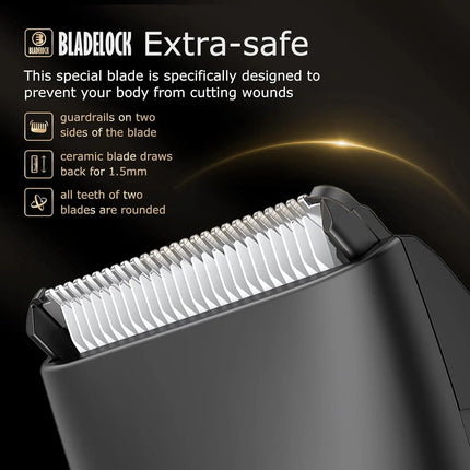 ENSSU Men's Body Hair Trimmer, Electric Groin Pubic Groomer, Waterproof Ceramic Blade, LCD Display, Men's Grooming Kit