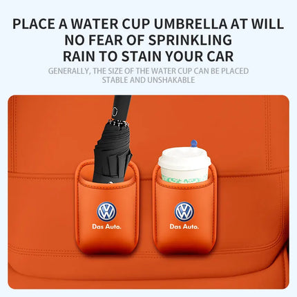 The multi-functional leather storage case for car water cups is suitable for VW Volkswagen Polo Tiguan Passat Golf Jetta Lavida