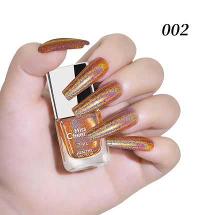 Holographic Nail Polish with Rainbow Glitter - 7ml Laser Chrome Nail Lacquer, Multicolor Shift Effect, 8color DIY Art Nail Salon