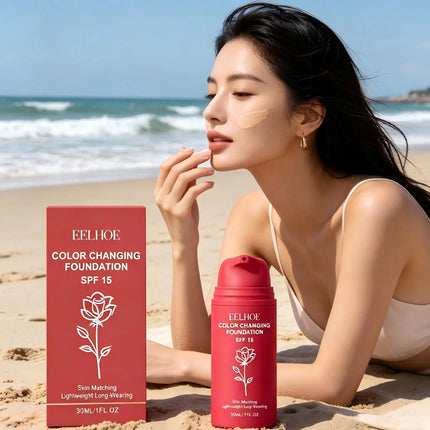 EELHOE Color Changing Foundation Mature Skin Brightening Spf 15 Hydrating High Coverage Base Makeup Concealer Liquid Foundation