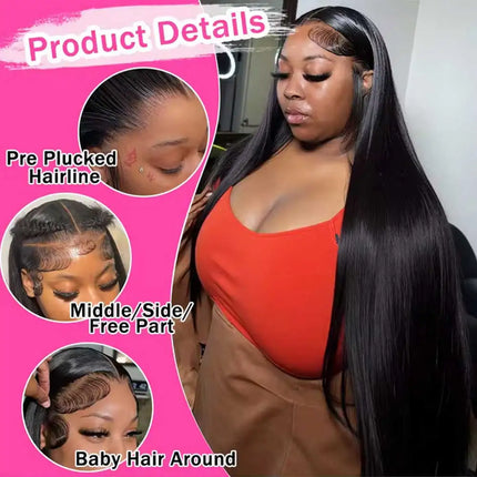 40 42 Inch Straight Human Hair Wigs 13x4 13x6 HD Lace Frontal Wigs For Women Glueless Bone Straight Lace Front Human Hair Wigs