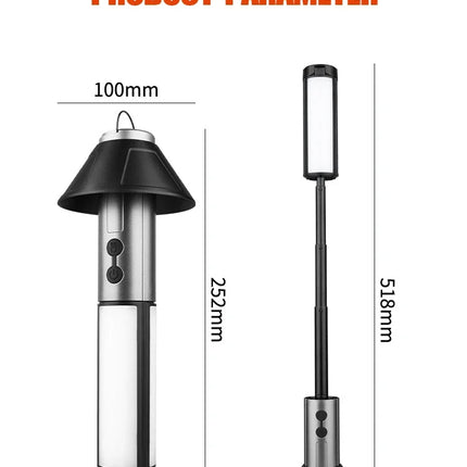 Multi-functional Camping Light 2 in 1 Rechargeable Telescopic Camping Lantern Flashlight with Hook Outdoor Emergency Work Light