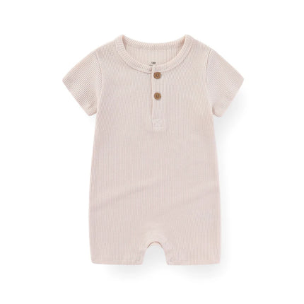 Kiddiezoom 1 PCS Fashion Four Seasons Unisex Solid Short Sleeve Baby Boy Girl Rompers 100%Cotton Soft Newborn Jumpsuit Clothes