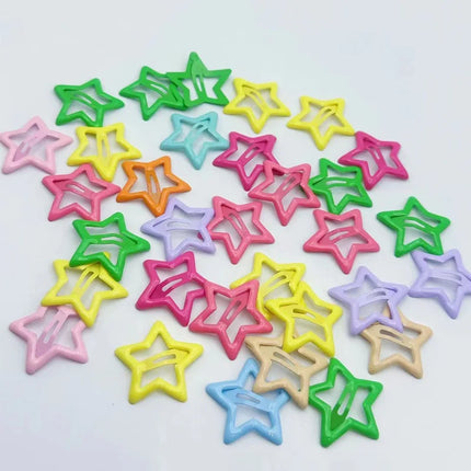 10pcs Colorful Star BB Hair Clips Girls Y2K Cute Star Barrettes Women Simple Metal Snap Clip Headdress Hair Jewelry Accessories